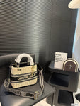 Pre Order Luxury Logo Black Stripe Basket Cross Body HandBag