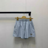 Pre Order Blue Pin Stripe Luxury Logo Short & Shirt Set