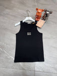 Pre Order Sparkle Logo Detail Ribbed Vest Top