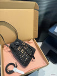 Pre Order Luxury Woven Logo Top Handle Bag In Black
