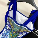 Pre Order Blue Luxury Paisley Print Swimsuit