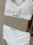 Pre Order Luxury Logo Band Ribbed White Set