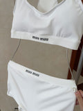 Pre Order Luxury Logo Band Ribbed White Set