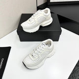 Pre Order Luxury Tweed Suede Trainers In White