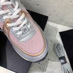 Pre Order Luxury Pink & Silver Double C Logo Trainers