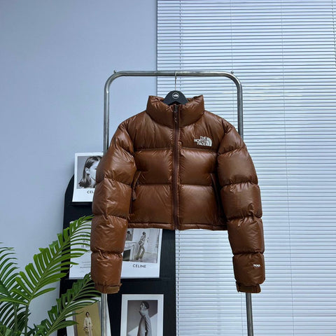 Pre Order Cropped Puff Coat In Brown