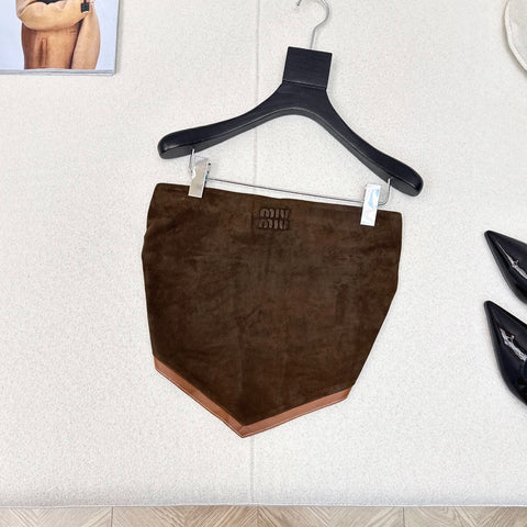 Pre Order Suede Bandeau Luxury Logo Open Back Top