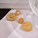 Pre Order Luxury Heart Shape Gold Pearl Earrings