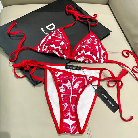 Pre Order Red Dg Luxury Print Bikini Set