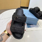 Pre Order Luxury Logo Crochet Double Strap Slides