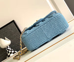 Pre Order Blue Denim Crochet Luxury Logo Chain Handbag