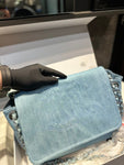 Pre Order Luxury Fainted Logo Detail Denim Chain Handbag