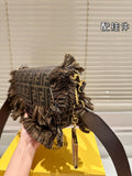 Pre Order Luxury Double Initial Tassle Detail Hand/Cross Bag In Brown