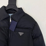 Pre Order Cropped Luxury Logo Puffer Collar Coat