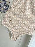 Pre Order Luxury Nude Cd Logo Design Cross Back Swimsuit
