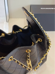 Pre Order Black & Gold Luxury Logo Chain Bucket Bag
