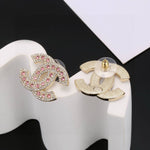 Pre Order Pink Diamanté Double Initial Earrings