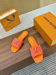 Pre Order Luxury Gold Logo Wicker Flat Mules (8 Colours)