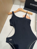 Pre Order Luxury Diamanté Logo Side Cut Out Swimsuit