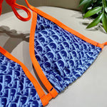Pre Order Blue & Orange Luxury Logo Design Bikini Set