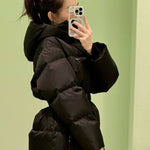 Pre Order Hooded Luxury Logo Scrunch Waist Puffer Coat
