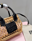 Pre Order Luxury Black Logo Design Basket Handbag