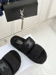 Pre Order Double Strap Luxury Logo Design Teddy Slippers