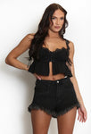Milkmaid Pintuck Top In Black
