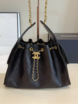 Pre Order Black & Gold Luxury Logo Chain Bucket Bag
