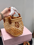 Pre Order Luxury Tanned Logo Design Basket Handbag