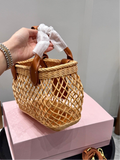 Pre Order Luxury Tanned Logo Design Basket Handbag