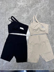 Pre Order Half Shoulder & Cycle Luxury Yoga Short Set