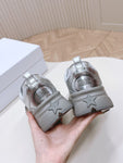 Pre Order Luxury Logo Trainers In Grey/Silver