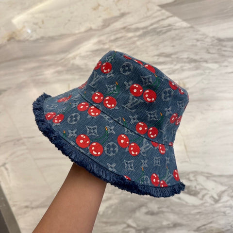 Pre Order Cherry Logo Design Luxury Denim Bucket Hat