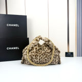 Pre Order Leopard Print Fur Luxe Gold Chain Bag