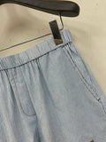 Pre Order Blue Pin Stripe Luxury Logo Short & Shirt Set