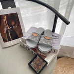 Pre Order Flat Denim Mules With Luxury Logo Design