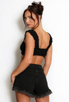 Shirred MilkMaid Bralet In Black