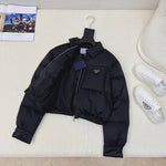 Pre Order Cropped Luxury Logo Puffer Collar Coat