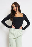 Long Sleeve Shaping Bodysuit In Black