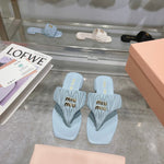 Pre Order Luxury Pleated Design Logo Flip flops
