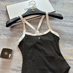 Pre Order Luxury Diamanté Logo Ribbed Swimsuit