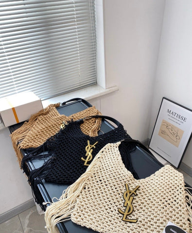 Pre Order Luxury Gold Logo Tassle Beach Bag