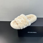 Pre Order Cream Soft Fur Luxury White Logo Slippers