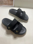 Pre Order Luxury Gold Letter Logo Strap Slides