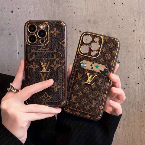 Pre Order Leather Gold Luxury Logo Design Phone Case