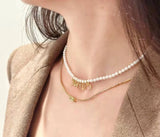 Pre Order Luxury Pearl Logo Gold Necklace