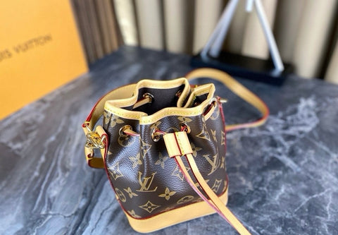 Pre Order Luxury Brown & Cream Logo Bucket Bag