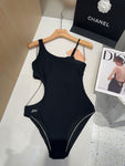 Pre Order Luxury Diamanté Logo Side Cut Out Swimsuit