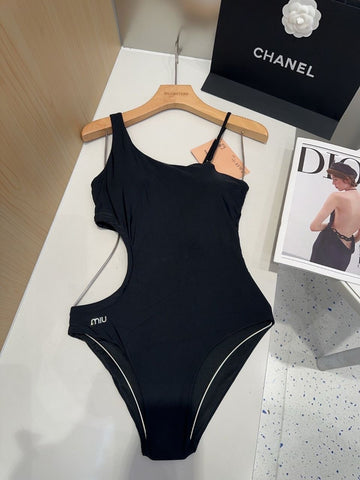 Pre Order Luxury Diamanté Logo Side Cut Out Swimsuit